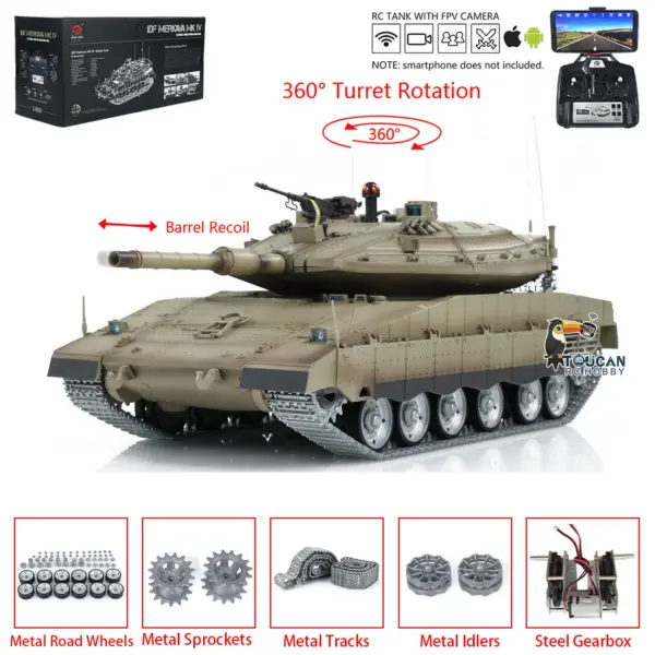 Heng Long Remote Control Tank 1/16 IDF Merkava MK IV Professional Edition Tanks W/ Metal Road Wheels Tracks FPV