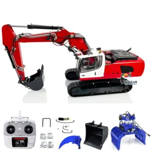 MTM 1/14 946-3 10CH RC Tracked Hydraulic Excavator 3 Arms Metal Diggers Assembled Painted Model Ripper Grab Bucket Toy ESC