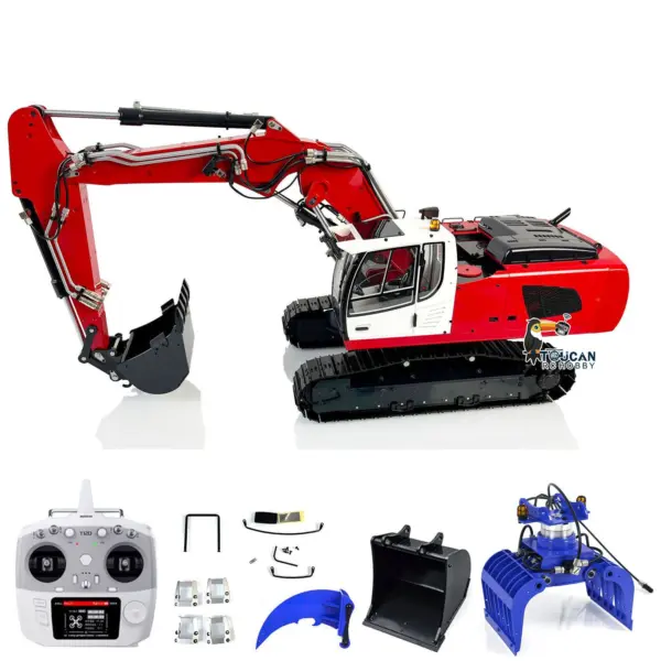MTM 1/14 946-3 10CH RC Tracked Hydraulic Excavator 3 Arms Metal Diggers Assembled Painted Model Ripper Grab Bucket Toy ESC