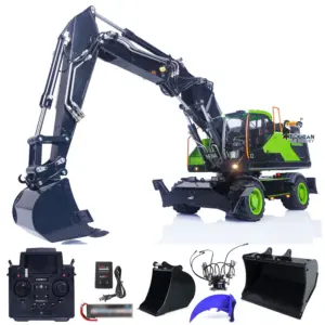 1/14 Metal EC380 MTModel RC Excavator Hydraulic Wheeled Radio Control Engineering Vehicle Grab Tiltable Clamshell Bucket