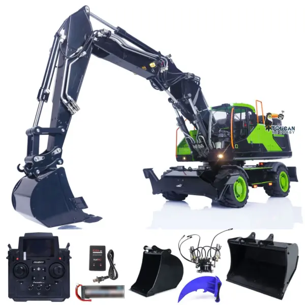 1/14 Metal EC380 MTModel RC Excavator Hydraulic Wheeled Radio Control Engineering Vehicle Grab Tiltable Clamshell Bucket