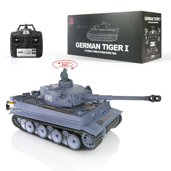 2.4Ghz Henglong 1/16 7.0 Plastic German Tiger I RTR RC Tank 3818 W/ 360?? Turret