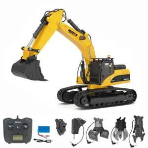 HUINA New Upgrade 580 1/14 Metal Excavator Model Engineering Vehicle Electric Ball Grabber 360 Rotating Shear Claw Sound Lights