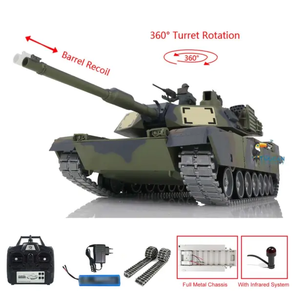 HengLong 1/16 Factory Original Refitted Painted RC Tank Metal Chassis Plastic Uppper Hull RTR 3918 M1A3 Abrams Hobby Models