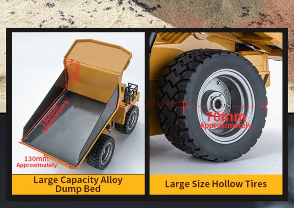 HUINA 1/18 1533 1:18 RC Dump Truck Remote Control Tipper Car 2.4G Vehicles Toys Assembled and Painted 28.5*15.5*16cm