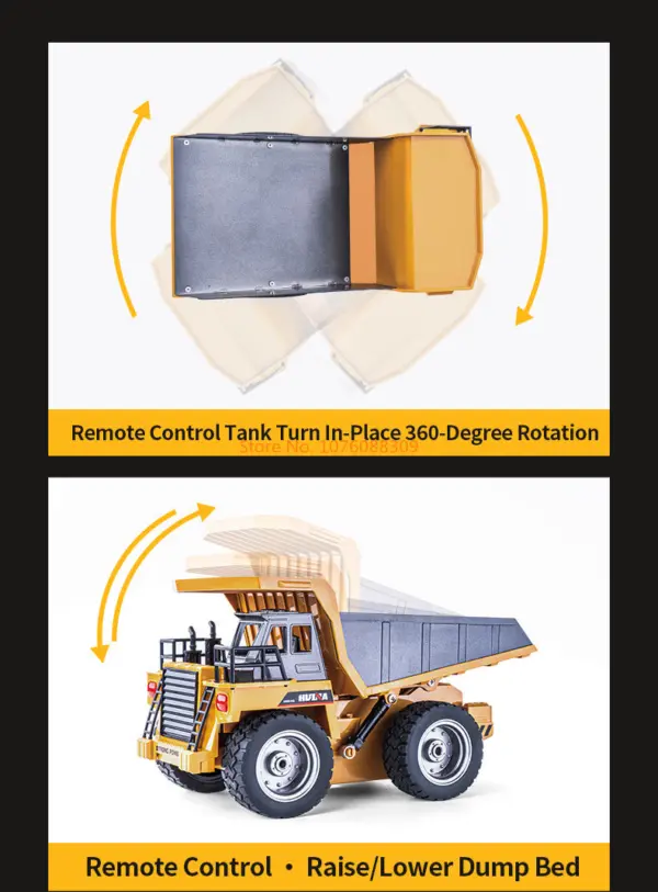 HUINA 1/18 1533 1:18 RC Dump Truck Remote Control Tipper Car 2.4G Vehicles Toys Assembled and Painted 28.5*15.5*16cm