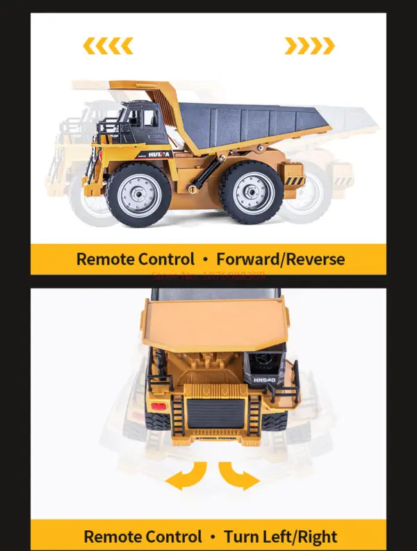 HUINA 1/18 1533 1:18 RC Dump Truck Remote Control Tipper Car 2.4G Vehicles Toys Assembled and Painted 28.5*15.5*16cm