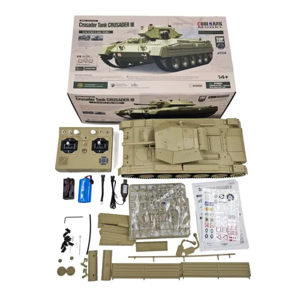 1/16 RC Battle Tank CoolBank Crusader MK III 2.4G Remote Control RTR Military Tank Model 360 Degrees Turret Rotary Smoke Sound Lights