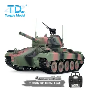 Tongde M24 Chaffee 1/16 RC Light Tank Infrared Combating System Military Model Barrel Recoil Metal Upgraded Wheels Gearbox 320