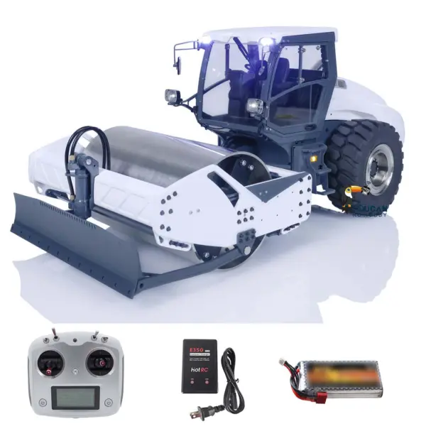 LESU 1/14 Hydraulic RC White Road Roller Aoue-H13i Electric Assembled Engineering Metal Vehicle Sound Light System ESC Motor