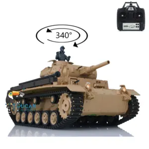 2.4G Henglong 1/16 Scale 7.0 Plastic German Panzer III H Ready To Run Remote Control Battle Tank Model 3849 Battery