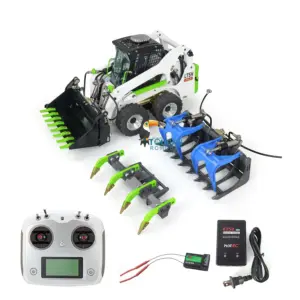 LESU 1/14 Metal Wheeled Skid-Steer Hydraulic RC Loader Aoue LT5H I6S RTR Painted Ripper Scarifier Gripper Sieve Bucket Trailer