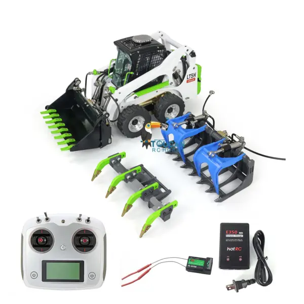 LESU 1/14 Metal Wheeled Skid-Steer Hydraulic RC Loader Aoue LT5H I6S RTR Painted Ripper Scarifier Gripper Sieve Bucket Trailer