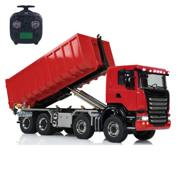 1/14 8x8 RC Hydraulic Equipment Radio Controlled Roll Off Dumper Trucks Full Dump Truck U-shaped Short High Bucket Timber Flatbed