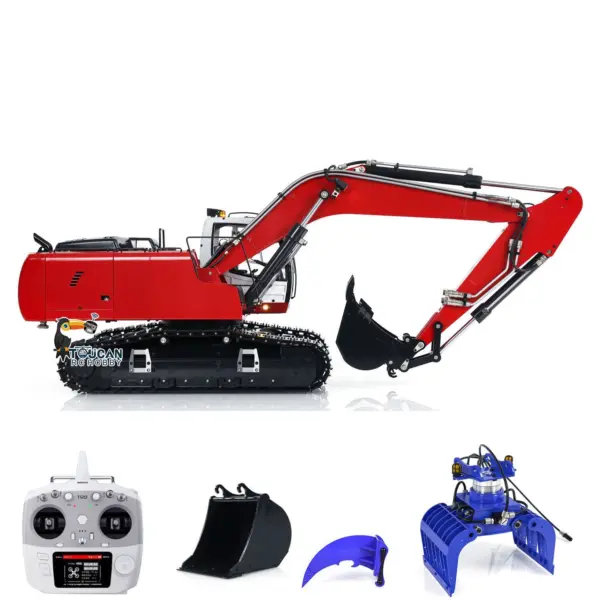 MTMODEL Metal Remote Control Tracked Digging Vehicle 1/14 2 Arms 946 RC Hydraulic Excavator Ripper Tiltable Bucket Grab Model