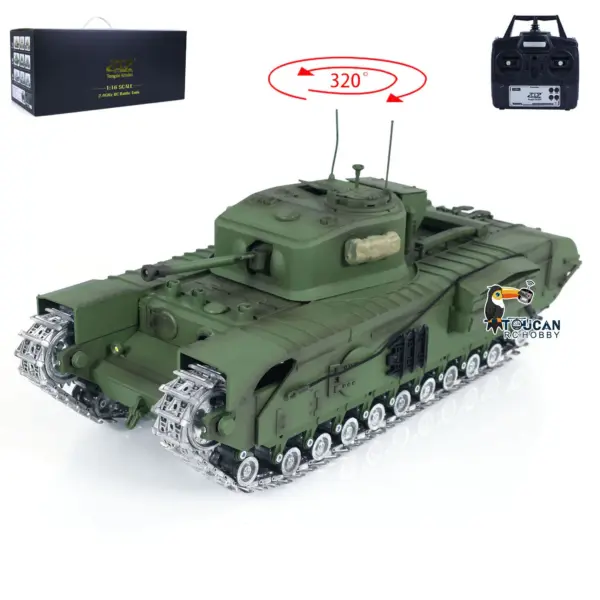 1/16 Tongde RC Battle Tank Churchill Mk.VII Remote Controlled Panzer Electric Infantry Fighting Vehicles Barrel Recoil System