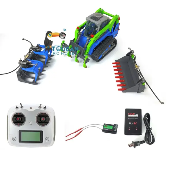 Customized LESU 1/14 Aoue LT5 Hydraulic Tracked Skid-Steer RC Loader Gripper Scarifier Assembled Painted Rotate Lamp Charger Batterey I6s