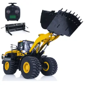 1/14 RC Metal Hydraulic Loader WA480 Remote Control Construction Heavy Machine Quick Coupler Fork Bucket Light Sound ST8 Radio