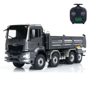 1:14 Scale Hydraulic 8x8 RC Tipper Truck Radio Control Dump Truck Metal Cabin Shell Differential Lock 2speed Sound Light Assembled Painted