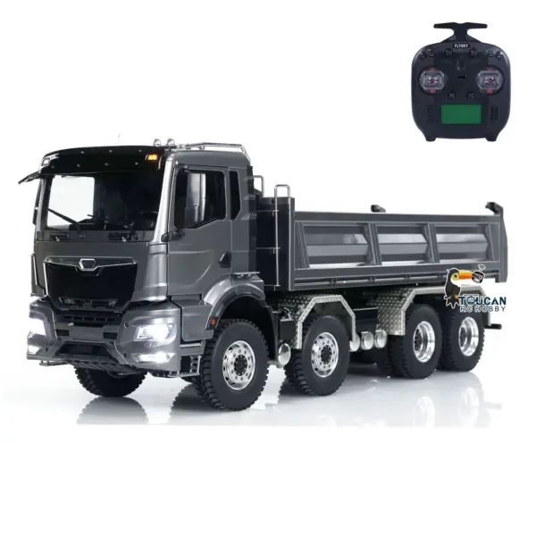 1:14 Scale Hydraulic 8x8 RC Tipper Truck Radio Control Dump Truck Metal Cabin Shell Differential Lock 2speed Sound Light Assembled Painted