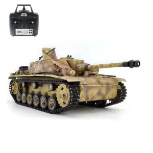 2.4G Henglong 1/16 7.0 Plastic German Stug III RTR RC Tank Model 3868 BB IR Steel Gearbox 1800MAH Battery Radio Sound Lights