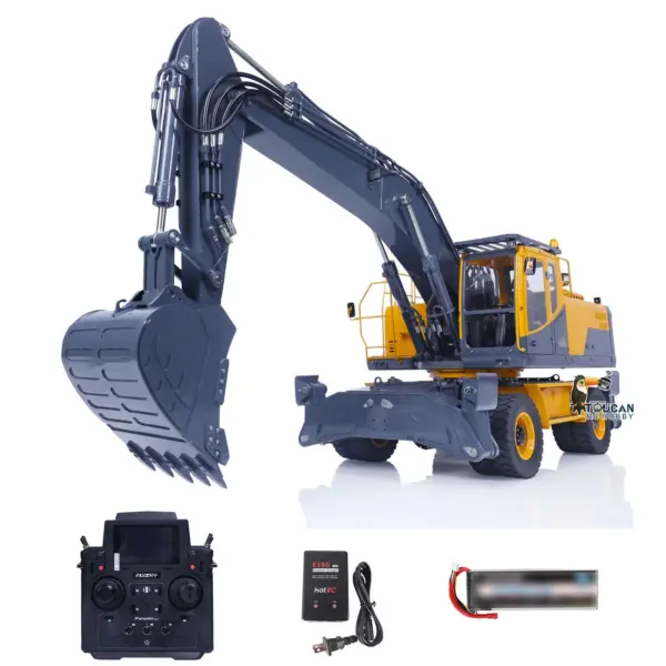 1/14 LESU RC Metal Hydraulic Aoue ET30H Wheeled Excavator Model Pump Cabin Sticker Display Grapple Ripper Bucket Scraper Compactor