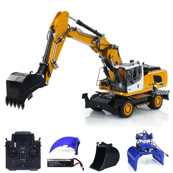 1/14 Wheeled RC Hydraulic Equipment Electric Excavator Simulation R946 PL18EV Radio Control Digger Grab Tiltable Clamshell Bucket