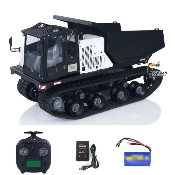 WKLC Metal 1/14 RC Hydraulic Crawler Dump Truck T14R Radio Controlled Tracked Tipper RTR Construction Vehicle ST8 Light Sound Battery