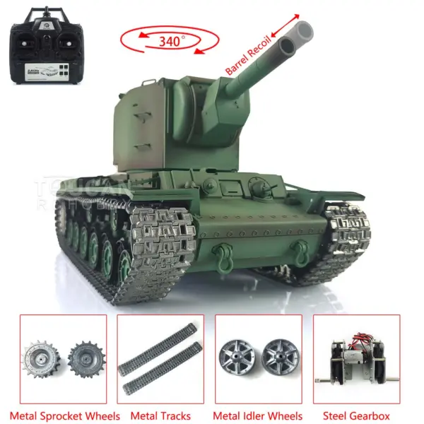 Henglong 1/16 7.0 Upgraded RC Tank Gigant Painted Heavy Remote Controlled Giant Military Trucks Soviet KV-2 RTR 3949 360 Turret