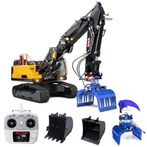 MTM 1/14 EC380 10CH Tracked RC Hydraulic Excavator 3 Arms Digger Grab T12D Remote Controller Metal Heavy Machine Model