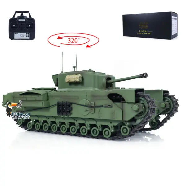 1/16 Tongde RC Battle Tank Churchill Mk.VII Remote Controlled Panzer Electric Infantry Fighting Vehicles Barrel Recoil System