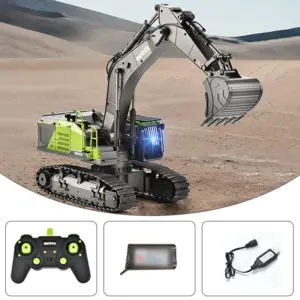 HUINA 1:14 Scale 593 1593 Toys RTR Truck Model RC Excavator Car Gift Battery 2.4Ghz Remote Control Light Sound 22CH