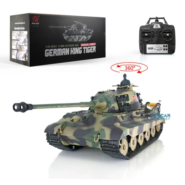 Henglong 1/16 Scale Remote Control Tank 3888A 7.0 Plastic German King Tiger w/ Barrel Recoil 360Degrees Rotating Turret Engine Sound