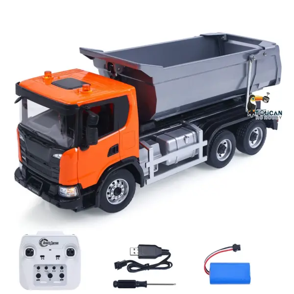 Double E 1/20 Electric Remote Control Dump Truck 6X4 RC Tipper G540 Model Metal Bucket 260 Brushed Motor Openable Door Lights