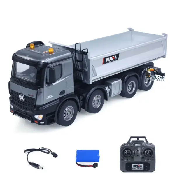 HUINA 1/14 Remote Control Dump Truck 12CH RC Tipper Finished Model Toy Gift RTR Light Sound Effects Radio USB Charging Cable