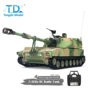 Tongde Model 1/16 M109A2 RC Tank RTR Self-propelled Howitzer Sound Light Metal Wheels Smoke BB Unit Barrel Recoil System