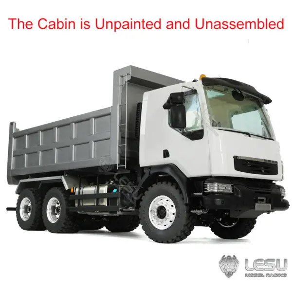1/14 LESU 6x6 RC Hydraulic Metal Dumper Tipper Sound Light System Chassis Bucket Unpainted Unassembled Cabin Body VM Truck