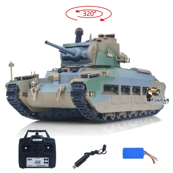 1/16 RC Tank Matilda III IV Tongde IR Turret Rotary 320 Degree Electric Remote Control Military Vehicle Metal Gearbox Road Wheel