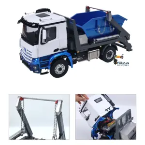 3Speed LESU Skip Loader 3363 Metal 4X4 Chassis 1/14 RC Hydraulic Swing Arm Garbage Dump Truck Light Sound Hub Reduction Axle