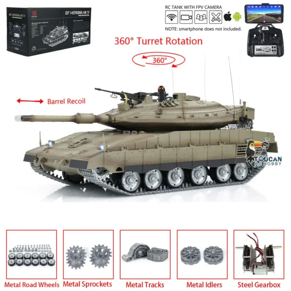 Heng Long Remote Control Tank 1/16 IDF Merkava MK IV Professional Edition Tanks W/ Metal Road Wheels Tracks FPV