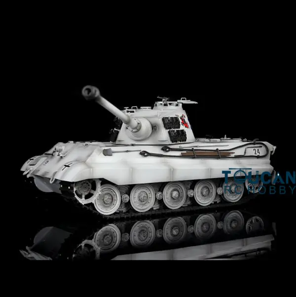 Henglong 1/16 Radio Control Tank 7.0 King Tiger RC Tank 3888A w/ FPV Barrel Recoil 360Degrees Rotating Turret Metal Road Wheels Smoking