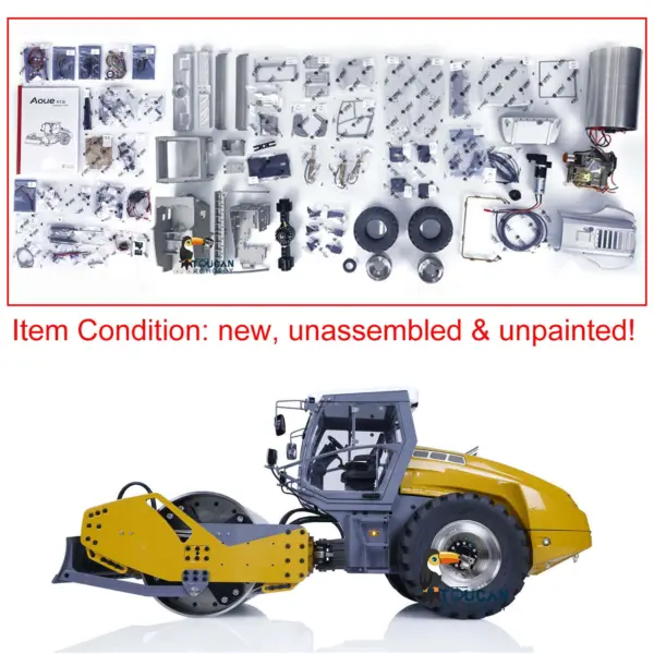 LESU 1/14 Metal RC Road Roller Aoue-H13ixc Remote Controlled Hydraulic Construction Vehicle KIT Radio Car Model Motor ESC Light Sound System DIY