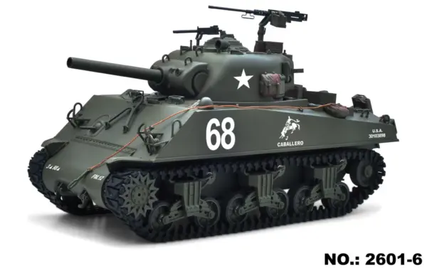 Large Hatch 1/16 Remote Control Tank Sherman M4A3 Infrared System Barrel Elevation Smoke Unit Metal Chassis Gearbox 360 Degrees Turret