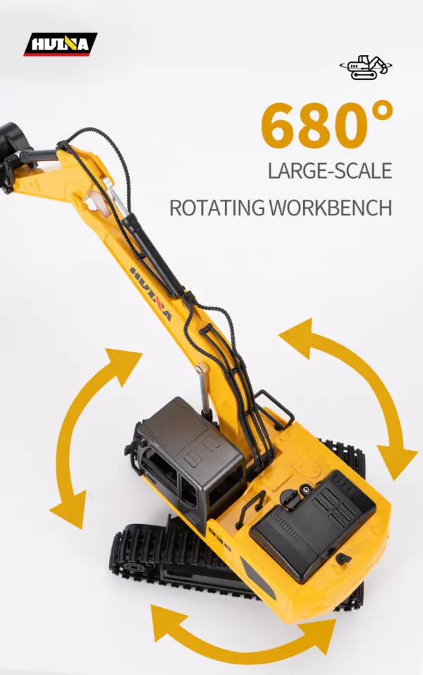 1:18 Huina 2.4G 1319 RC Tractor Truck RTR Remote Controlled Excavator with Flatbed Trailer Assembled and Painted