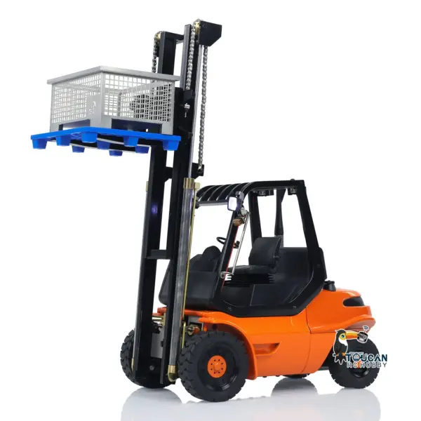 1/14 Metal Hydraulic RC Forklift Remote Controlled Wheeled Transfer Car Construction Vehicles Light Sound FlySky I6S Radio Controller PNP RTR