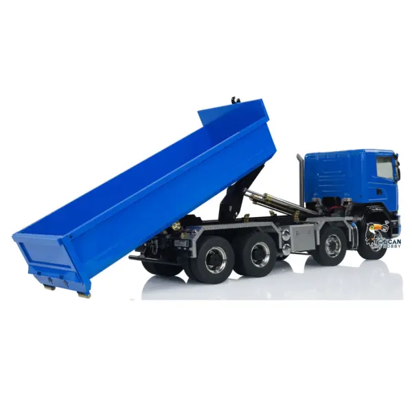 1:14 8x8 RC Hydraulic Roll On Off Dump Truck Radio Controlled Tipper Car Sounds Lights U-shaped Short High Bucket Timber Flatbed