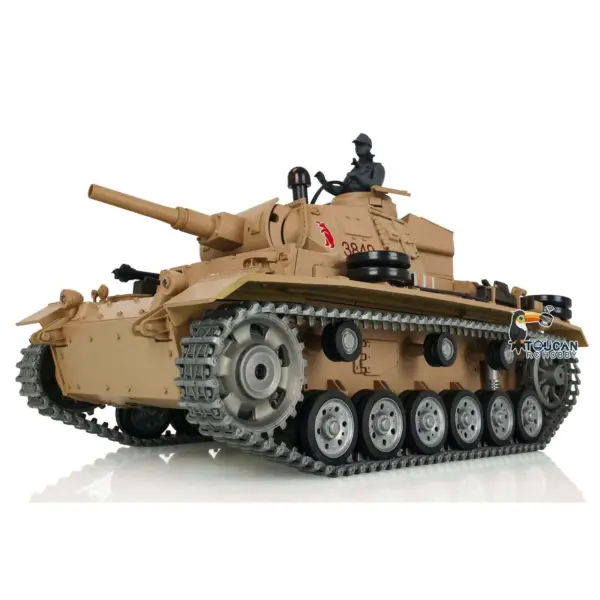 Henglong 1/16 7.0 Customized Panzer III H RTR RC Tank 3849 Heavy Model Metal Tracks Wheels Radio Controller 360 Degree Turret Rotation Infrared Combating Receiver & Transmitter