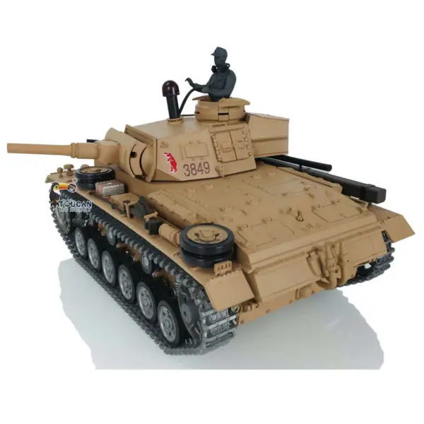 Henglong 1/16 7.0 Customized Panzer III H RTR RC Tank 3849 Heavy Model Metal Tracks Wheels Radio Controller 360 Degree Turret Rotation Infrared Combating Receiver & Transmitter