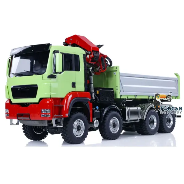 LESU 1/14 8X8 RC Hydraulic 3-Ways Dumper Truck for Remote Control Crane 2Speed Gearbox Tipper W/ Sound Light ESC Servo