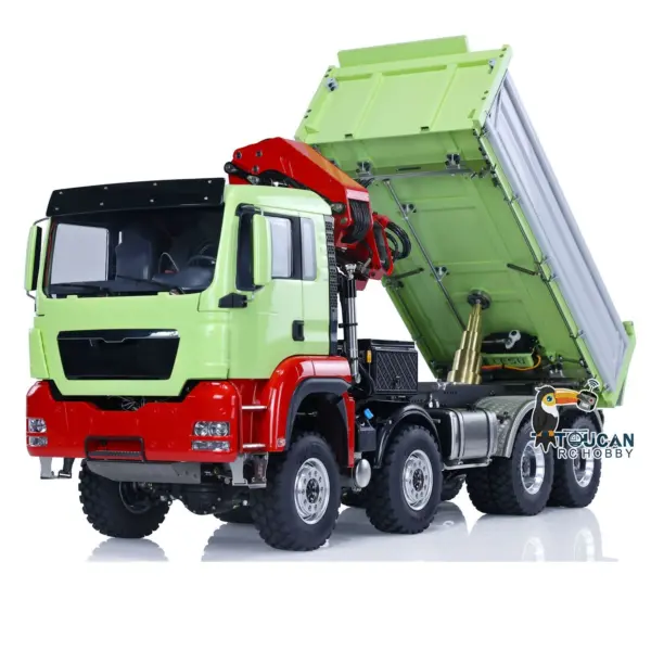 LESU 1/14 8X8 RC Hydraulic 3-Ways Dumper Truck for Remote Control Crane 2Speed Gearbox Tipper W/ Sound Light ESC Servo